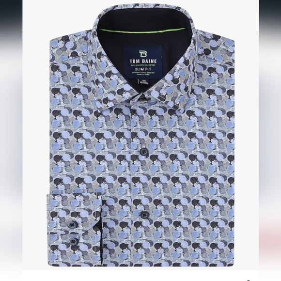Tom Baine Comfort 4-Way Stretch Winkle Free Performance Dress Shirt NWT Size M - Picture 3 of 8